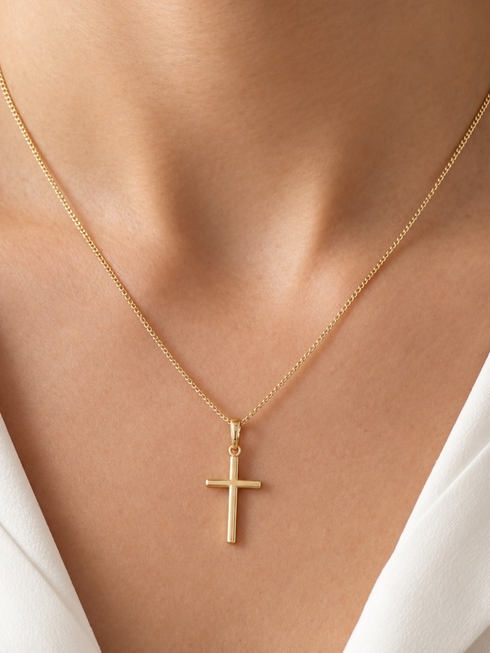 14K Gold Plated Cross Pendant Necklace | Minimalist Dainty Jewelry
